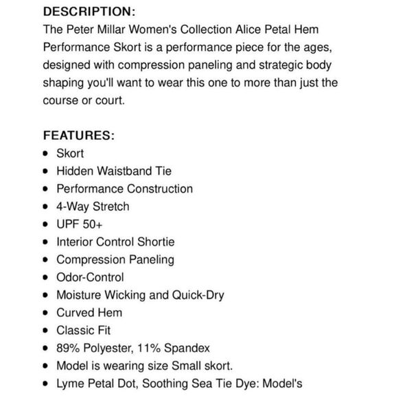 Petter Millar Golf Skort Size Small Wrinkle Resistant Sport Skirt Tie Dye Print - Picture 9 of 9